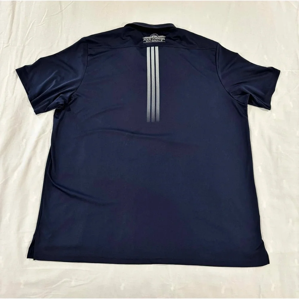Adidas Mens Navy Blue Short Sleeve Performance Polo Shirt Four Corners Materials